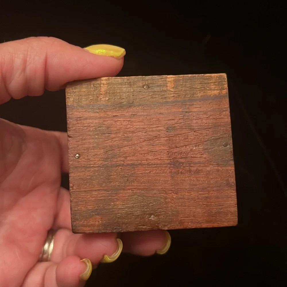 VTG Handcrafted Carved Wooden Trinket Box 2.25